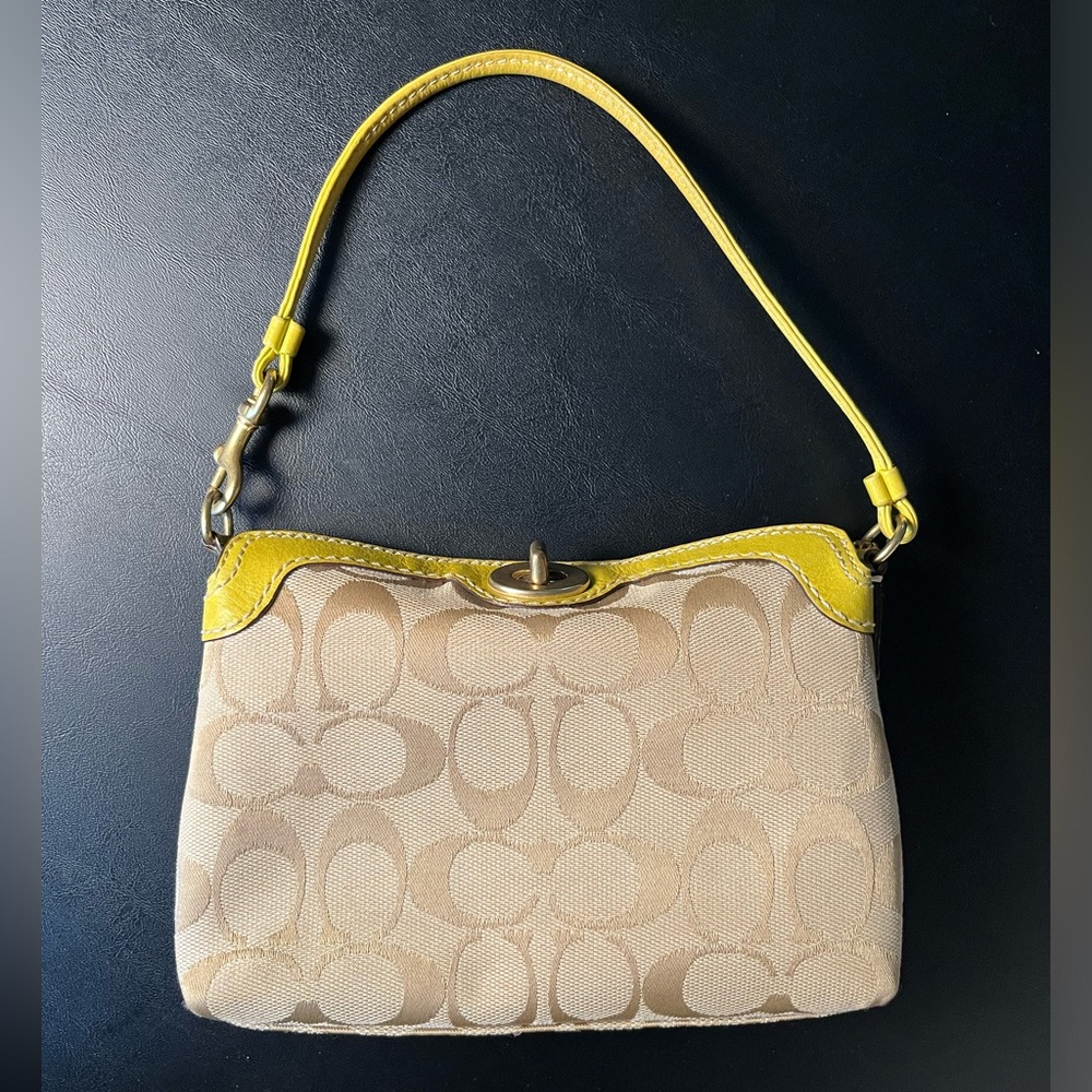 Vintage Coach Signature Baguette Small Handbag Purse